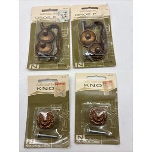 National Lock Drop Pulls Handles and knobs. NOS 4 Total.  Made In USA,  Vintage.